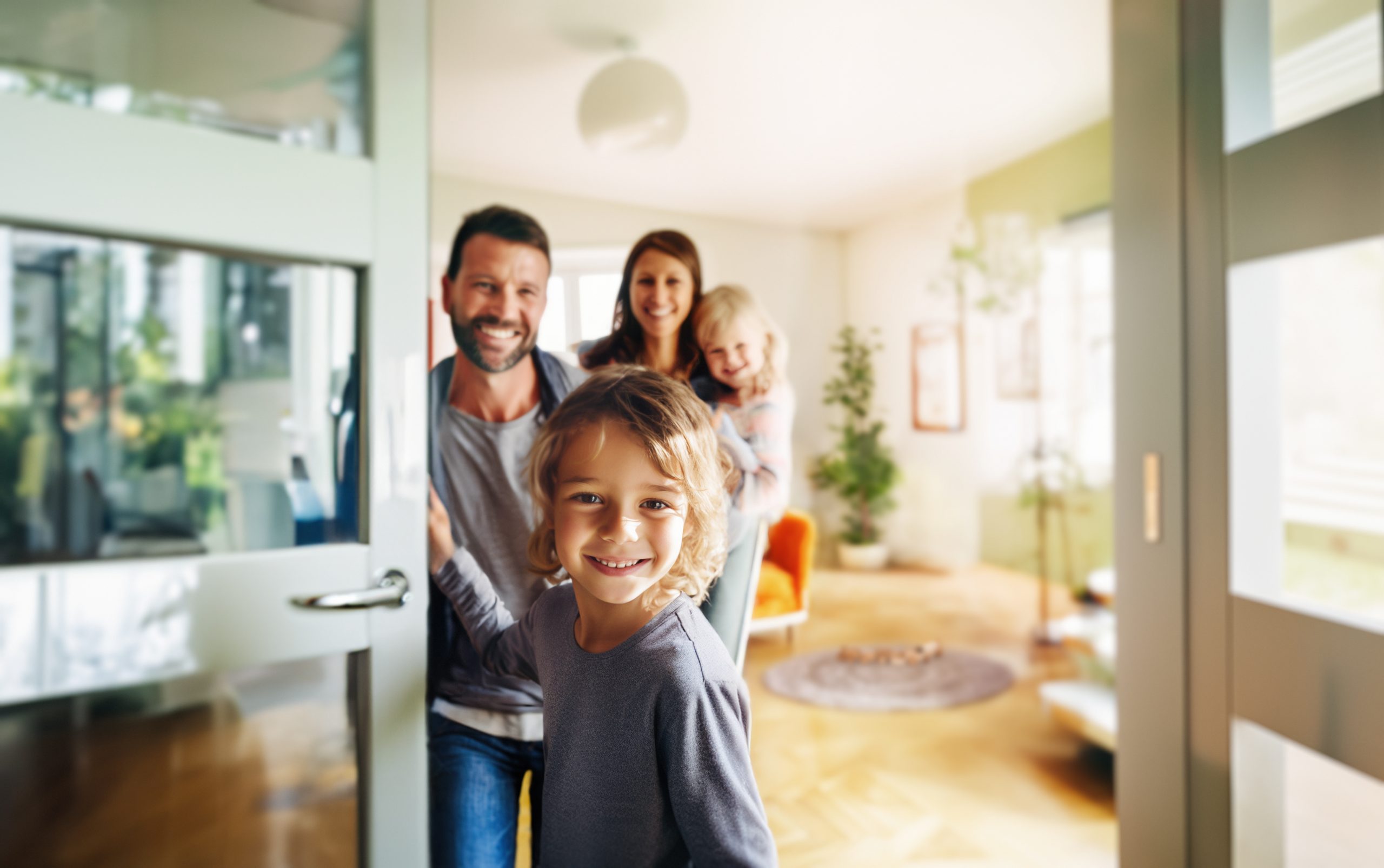 Bild einer Familie in einem Haus